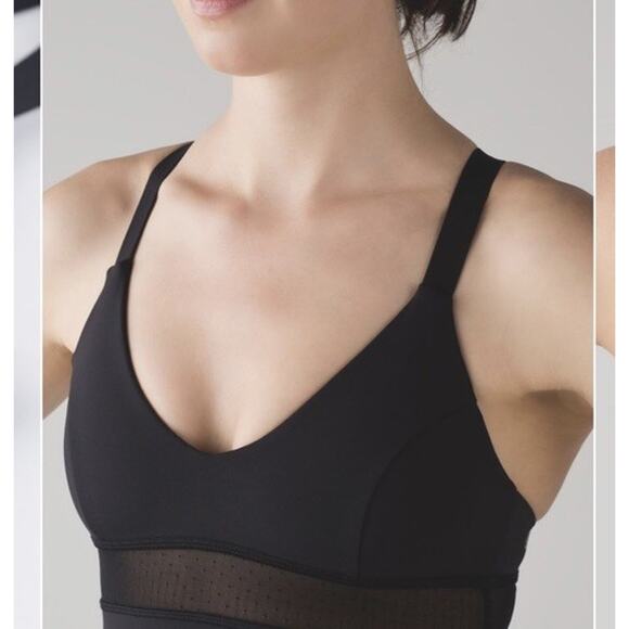 NEW Lululemon Body Con Sports Bra Long Line Mesh Panels Size 8 A/B Cup Black - Picture 8 of 8